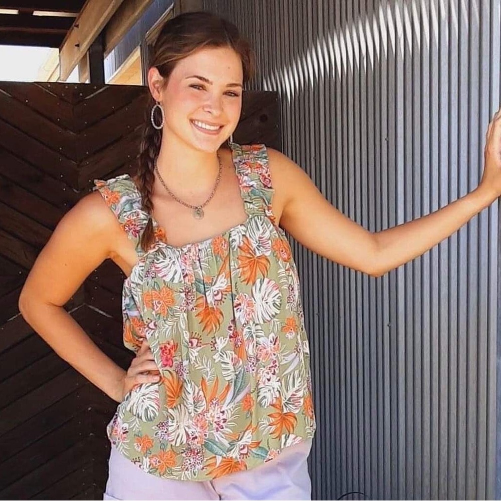 NWT Morgan Hill Tropical Print Gauze Top